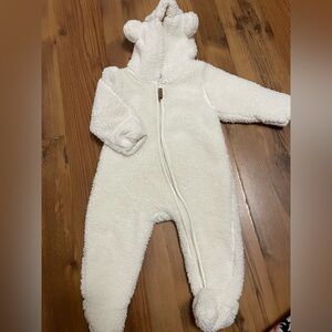 Cozy White Fleece Baby Onesie